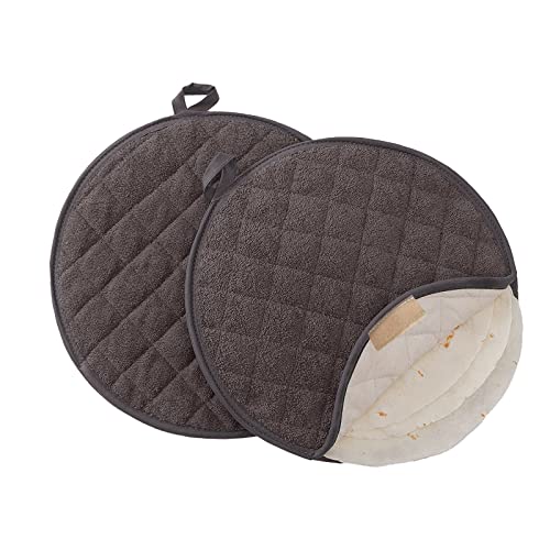 Lifaith Tortilla Warmer,Tortilla Server,Pancake Keeper,2-Pack 12 Inch,High Density Fabric Microwave-Safe Tortilla Server Bag for Keeping Food Warm & Soft at Home/Picnics(Dark Grey) - Image 1