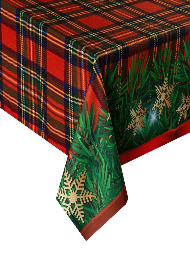 Joyfol Day Winter Holiday Christmas Tablecloth, Plaid Printed Fabric Table Cloth, Stain Release Table Cover for Xmas/Dinner Party Decoration (60 X 84 INCH, Rectangle) - Image 2