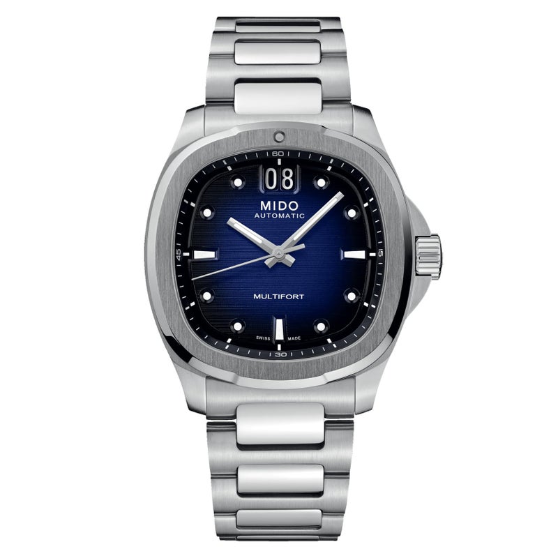 MIDO Multifort TV Big Date - Swiss Automatic Watch for Men - 40mm Case - Blue Dial - Stainless Steel Bracelet - M0495261104100 - Image 5