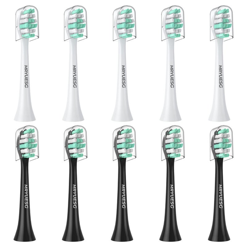 MRYUESG Replacement Heads Compatible with Philips Sonicare 10 Pack, 5 White + 5 Black, MRYUESG Electric Tooth-Brush Head for Phillips - Image 1