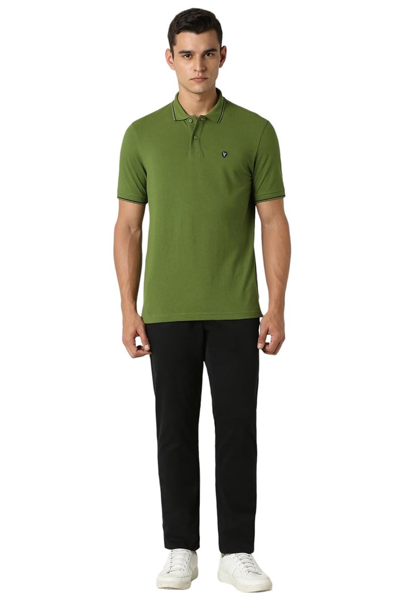 Van Heusen Cotton Men's Regular Fit Polo T-Shirt (VSKPWRGFP09032_Green S) - Image 4