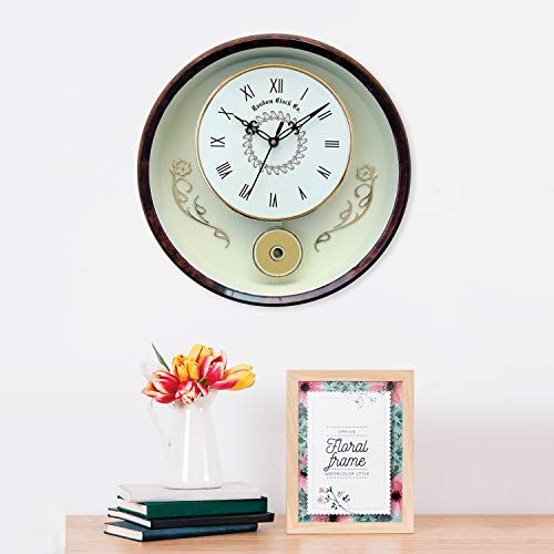 RANDOM Decorative Wooden Case Analog Pendulum Brown Sweep Silent Wall Clock for Living Room, Home, Office 30 cm - Image 2
