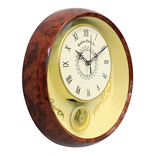 RANDOM Decorative Wooden Case Analog Pendulum Brown Sweep Silent Wall Clock for Living Room, Home, Office 30 cm - Image 3