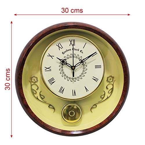 RANDOM Decorative Wooden Case Analog Pendulum Brown Sweep Silent Wall Clock for Living Room, Home, Office 30 cm - Image 4