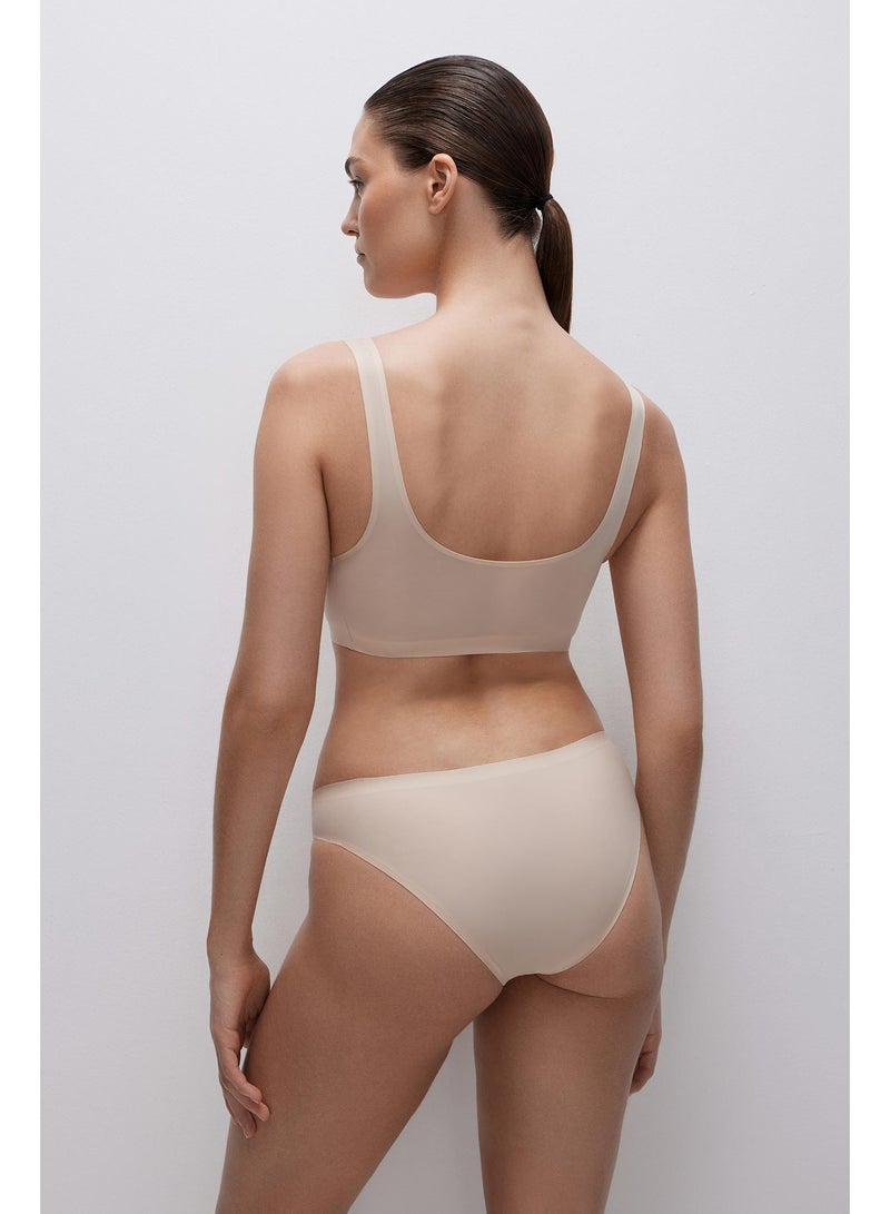 belle you Women’s High Waisted Thong Panties Nude– Seamless Microfiber Briefs with Cotton Gusset, Wide Waistband, Invisible Plus Size Underwear for Daily Wear - Image 3