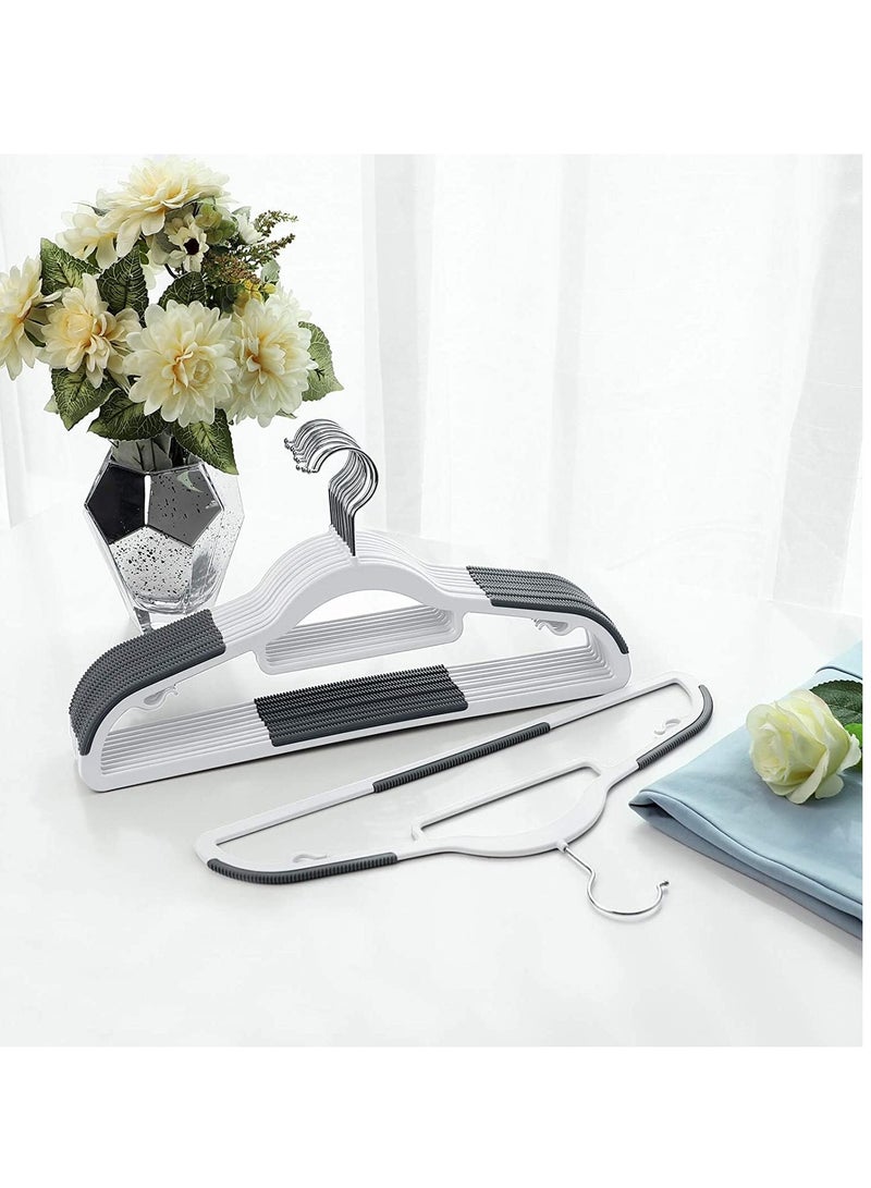 TYCOM Clothes Hangers 100 PACK Heavy Duty Durable Standard Clothes Hanger Plastic Suit Coat Shirt Hangers Space Saving Clothes Hanger with Rubber Coating 16.5Inches 100 Pieces Light Grey. - Image 4