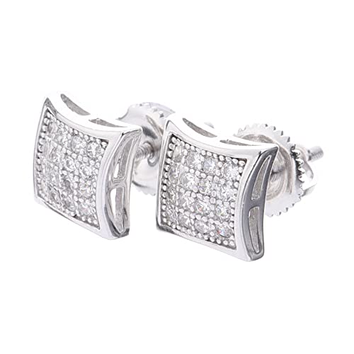METALTREE98 Fashion Bust Down 7 mm Puffed Dome Square Block Screw Back Stud Earrings 445 (Sterling Silver) - Image 1
