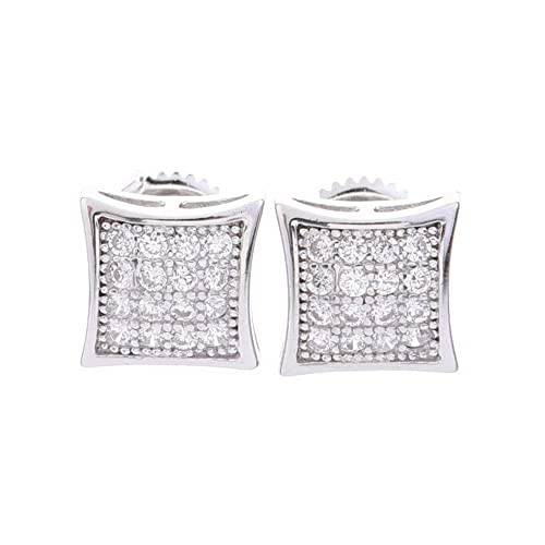 METALTREE98 Fashion Bust Down 7 mm Puffed Dome Square Block Screw Back Stud Earrings 445 (Sterling Silver) - Image 4