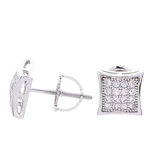 METALTREE98 Fashion Bust Down 7 mm Puffed Dome Square Block Screw Back Stud Earrings 445 (Sterling Silver) - Image 3