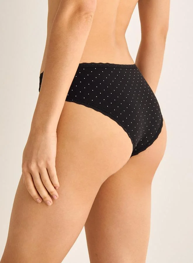 Splash FAV Polka Dot Print Bikini Briefs with Elasticated Waistband and Bow Detail