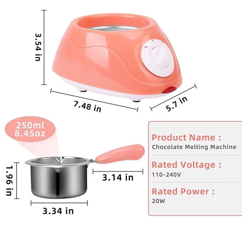 Pink Electric Chocolate Melting Pot Fondue Warmer With Mould Set Kitchen Tool - Image 5