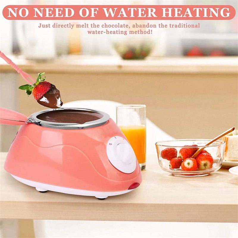 Pink Electric Chocolate Melting Pot Fondue Warmer With Mould Set Kitchen Tool - Image 3