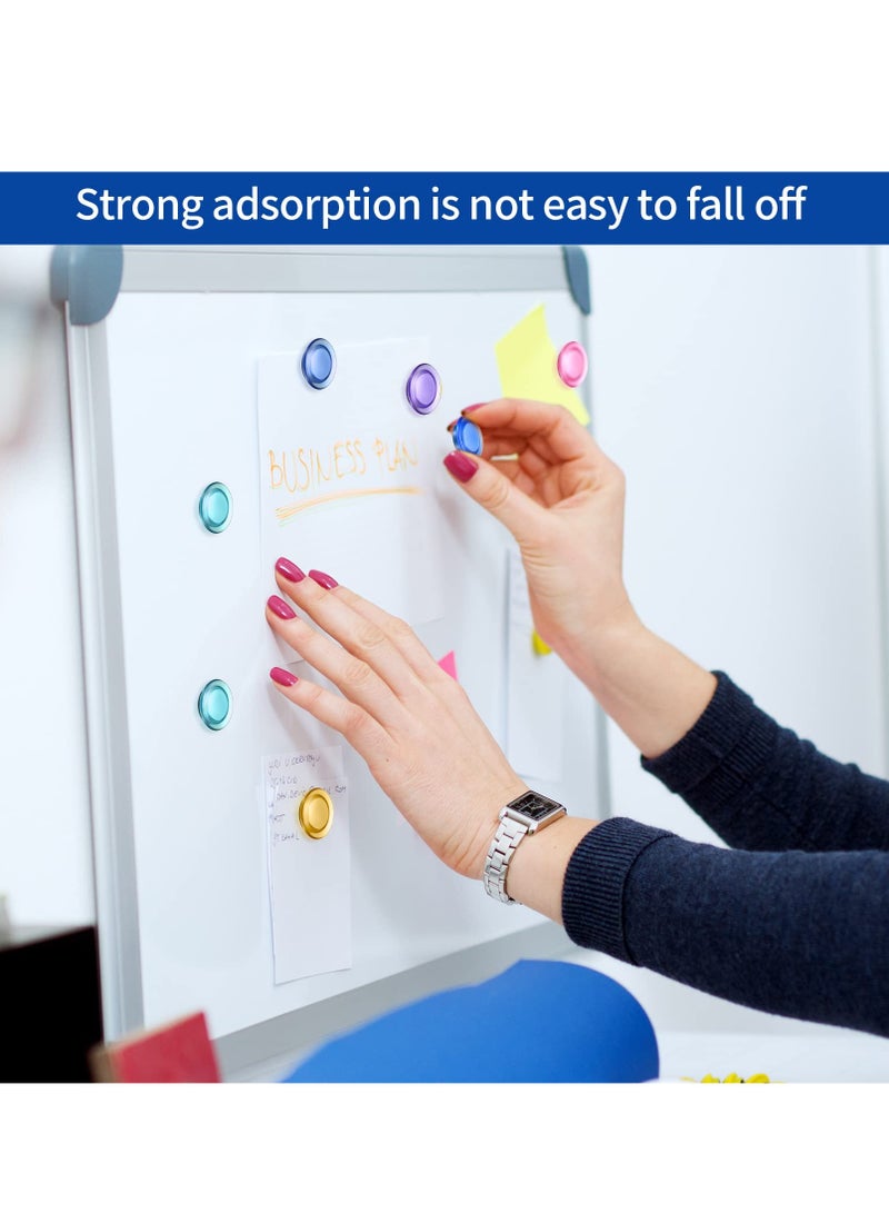 30pcs Whiteboard Magnets, Round Notice Board Planning color Refrigerator Magnets, 30 mm Plastic Covered Magnetic Buttons Magnets for School Office Home - Image 4