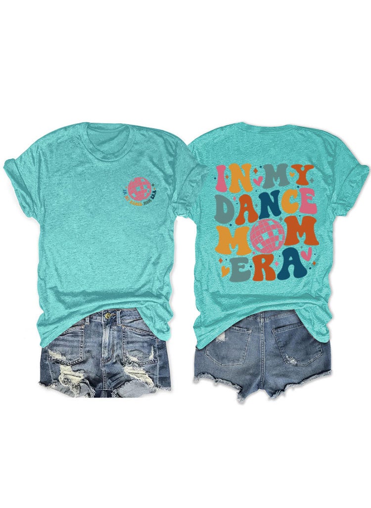 Generic - Fashionable Short Sleeve T-shirt For Women In My Dance Mom Era Ball New Style Crew Neck Tee Deep water blue front chest (color picture) - Image 1