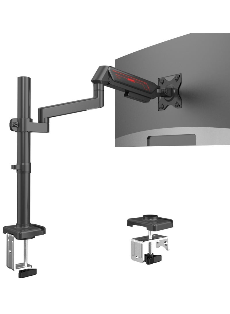 ETHU PC Gas Spring Monitor Stand With Extention Arm for 13-32 Inch Screens, VESA 75x75/100x100mm, 2-Way Assembling Clamp/Grommet, 2-9kg Capacity, Ergonomic Multi-Angle Adjustment Single Arm, Black - Image 1