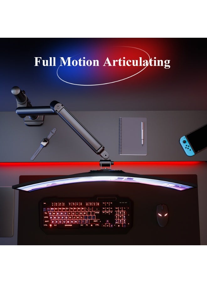 ETHU PC Gas Spring Monitor Stand With Extention Arm for 13-32 Inch Screens, VESA 75x75/100x100mm, 2-Way Assembling Clamp/Grommet, 2-9kg Capacity, Ergonomic Multi-Angle Adjustment Single Arm, Black - Image 4