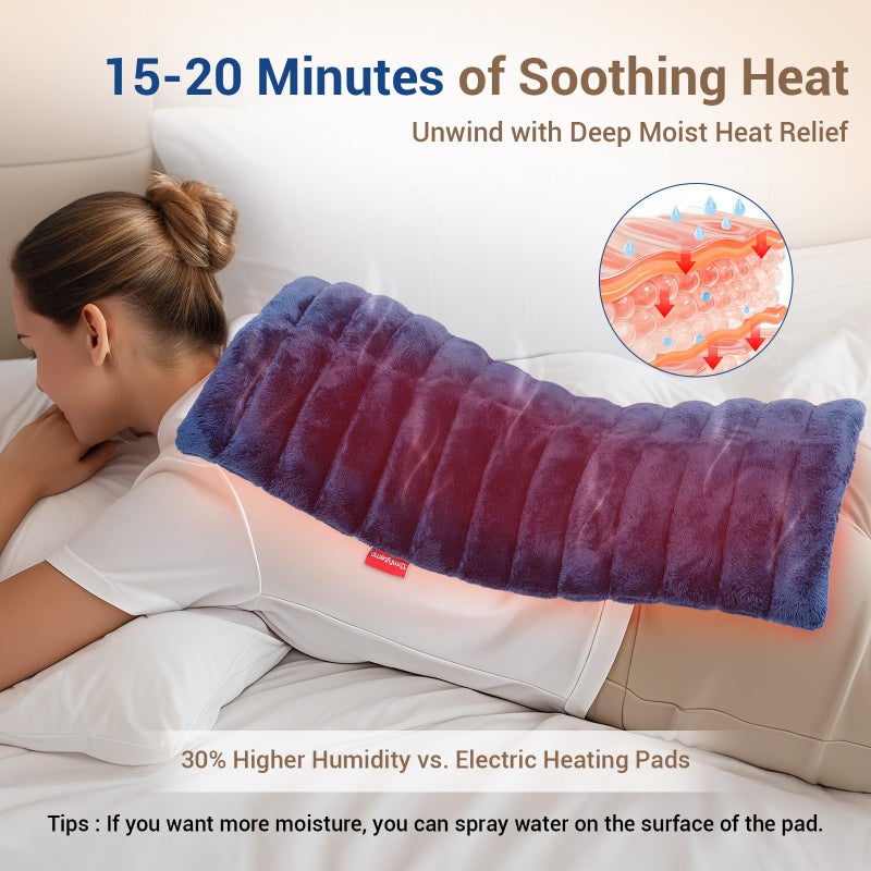 Comfytemp Large Microwave Heating Pad for Sciatica, Back Pain Relief, Period Cramps, 12x22 3.6LB Moist Microwavable Heating Pads, Warm Compress for Neck Shoulders, Comfort Items for Women Seniors - Image 3