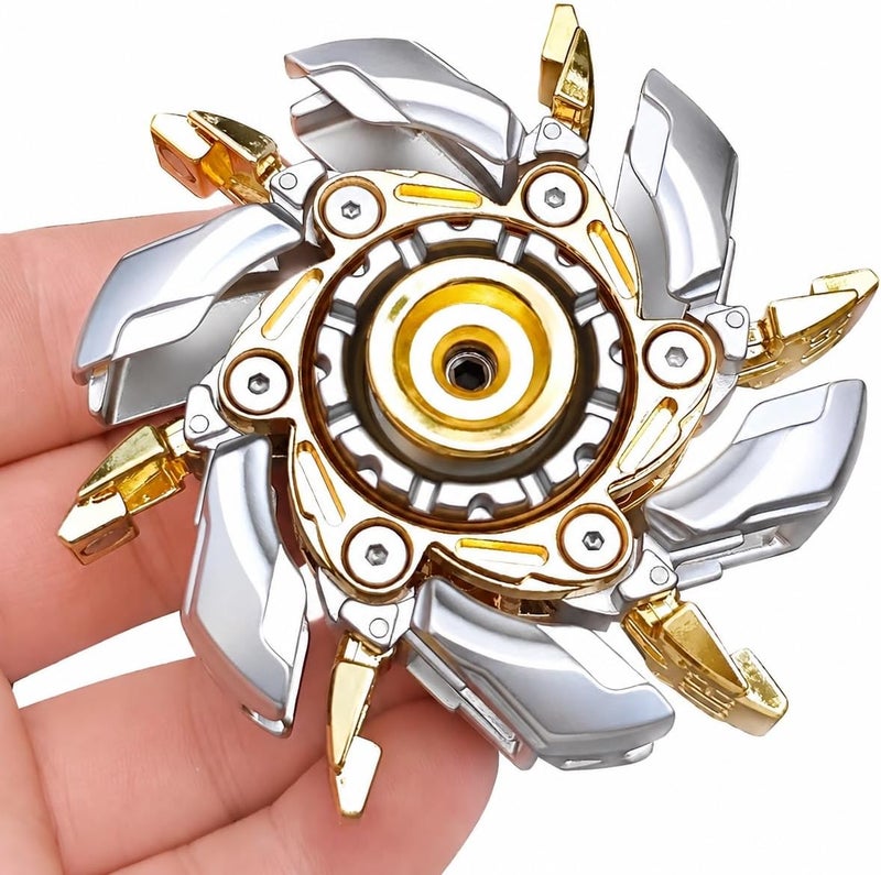 T-Conceal EDC Fidget Sliders Open Armor Spinning Top ألعاب تحريك للبالغين لتخفيف التوتر من المعدن المغناطيسي (فضي ذهبي) - Image 1