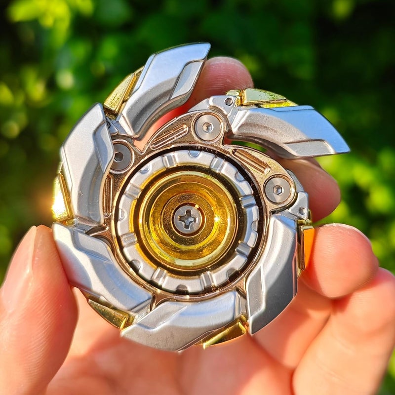 T-Conceal EDC Fidget Sliders Open Armor Spinning Top ألعاب تحريك للبالغين لتخفيف التوتر من المعدن المغناطيسي (فضي ذهبي) - Image 4