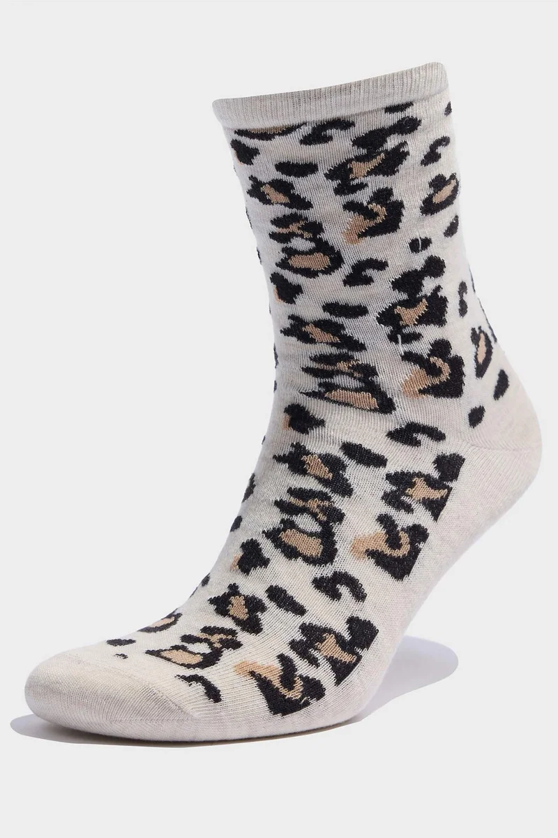 Defacto  Woman Leopard Patterned 5 Piece Cotton Long Socks for Women | Best Price UAE