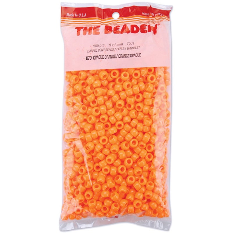 The Beadery 6 by 9mm Barrel Pony Bead Orange Small 900Pieces