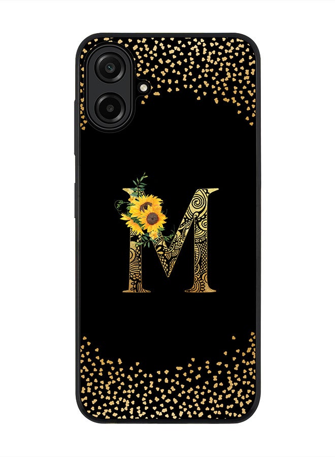 Stylizedd For Samsung Galaxy A07 4G Case,Slim fit Camera Protection, Shockproof Thin Phone cover  - Custom Floral Monogram - M ( Black )