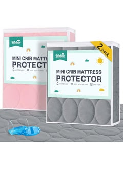 Biloban Biloban Mini Crib Mattress Protector 2 Pack Waterproof, Quilted 38"x24" Protective Pack and Play Mattress Pad Cover, Noiseless & Breathable Baby Mini Crib Sheets for Boys & Girls  - Image 1
