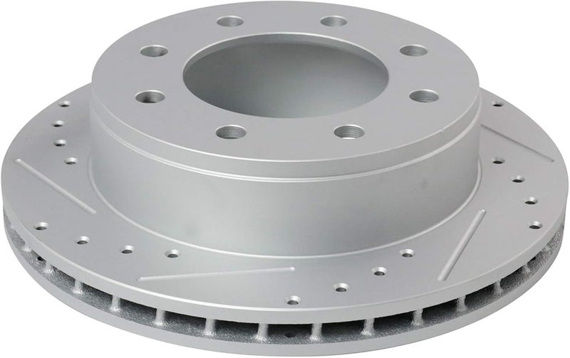 TRQ Rear Performance Brake Rotors Set Premium G-Coated Cross Drilled & Slotted Compatible with 2008-2023 Chevrolet Express 2500 2005-2023 Express 3500 GMC Savana 2500 Savana 3500 - Image 4