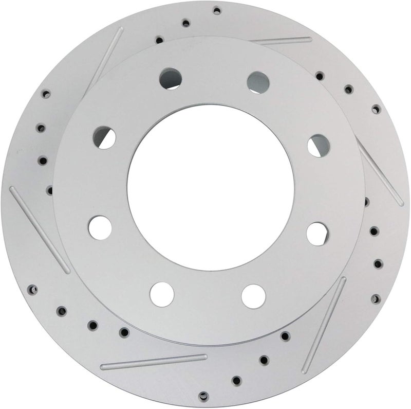 TRQ Rear Performance Brake Rotors Set Premium G-Coated Cross Drilled & Slotted Compatible with 2008-2023 Chevrolet Express 2500 2005-2023 Express 3500 GMC Savana 2500 Savana 3500 - Image 5