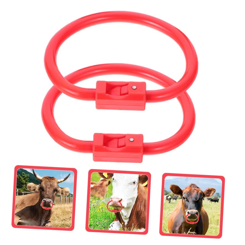 Easy Install Plastic Livestock Nose Rings For Cows Calves Red 13X7 5X0 6CM 2Pcs - Image 3