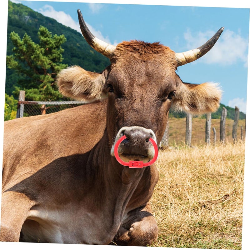 Easy Install Plastic Livestock Nose Rings For Cows Calves Red 13X7 5X0 6CM 2Pcs - Image 5