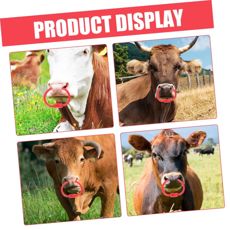 Easy Install Plastic Livestock Nose Rings For Cows Calves Red 13X7 5X0 6CM 2Pcs - Image 4