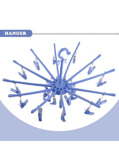 Kuber Industries Kuber Industries Cloth Drying Hanger | 360? Cloth Drying Stand | Baby Cloth Drying Pegs | 16 Clips Clothes Hanger for Socks, Bras, Underwear & Towels | Round Cloth Drying Clips | Blue  - Image 2