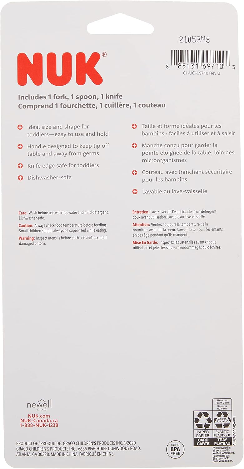 NUK Kiddy Cutlery Fork, Knife, and Spoon Set for Toddlers, 3-Piece Set, Ages 18+ Months - Image 5