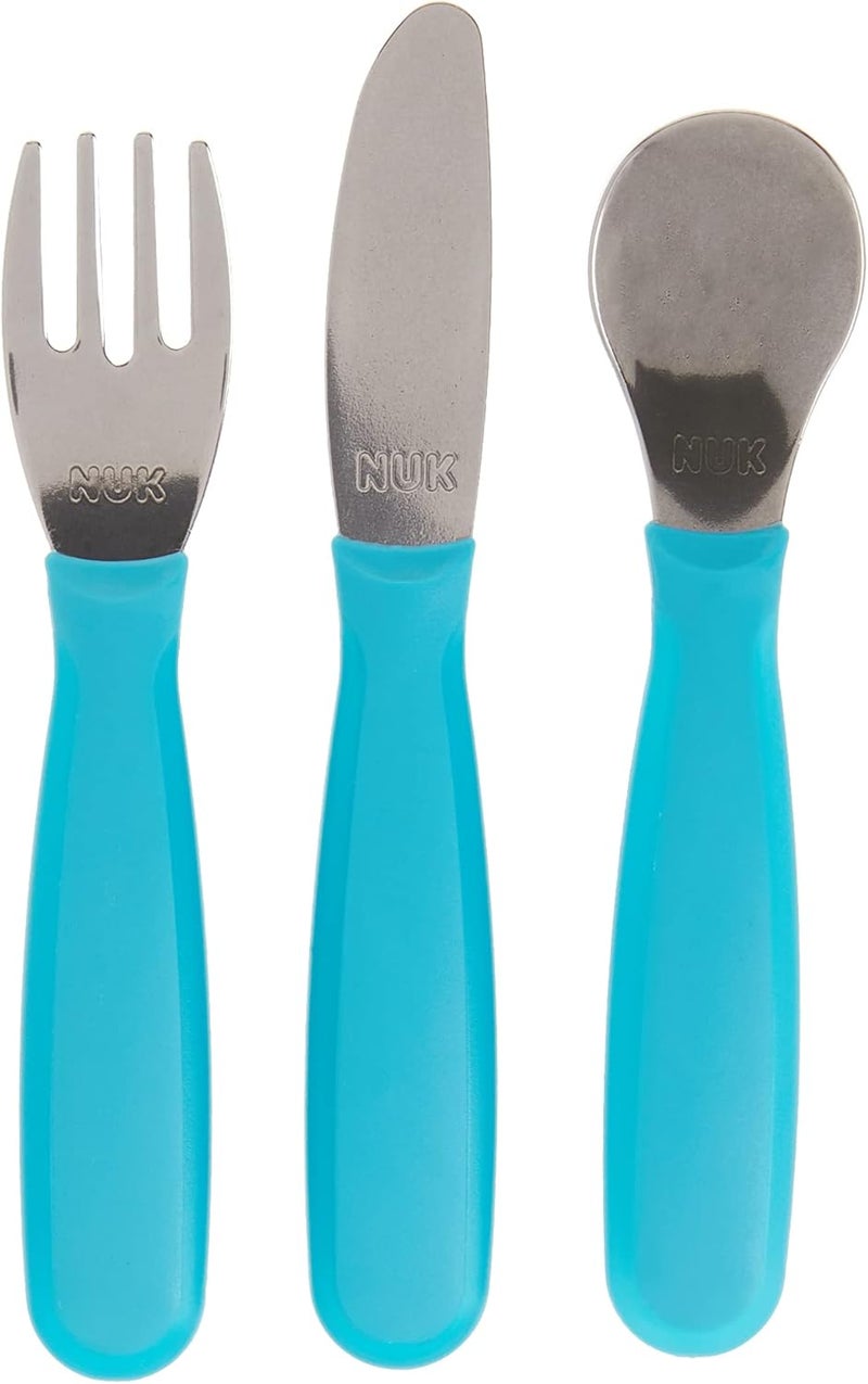 NUK Kiddy Cutlery Fork, Knife, and Spoon Set for Toddlers, 3-Piece Set, Ages 18+ Months - Image 1