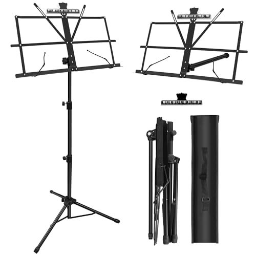 DkOvn 1248 Pack Music Stand with Music Sheet Clip Holder  Carrying Bag1 Pack Black
