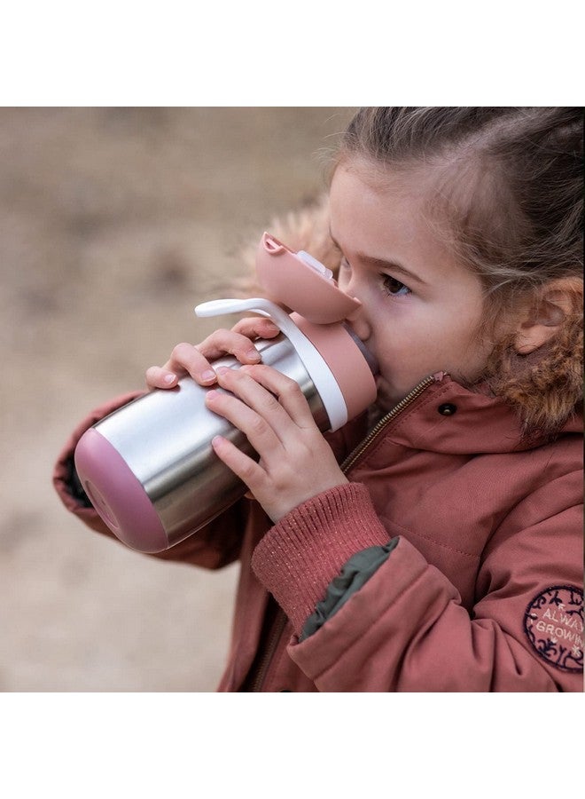 بيابا زجاجة مياه من الفولاذ المقاوم للصدأ للأطفال، زجاجة مياه معزولة للأطفال الصغار، زجاجة مياه للأطفال تُغلق من الأعلى أثناء التنقل، زجاجة مياه ترموس للأطفال الصغار (وردي) - Image 4