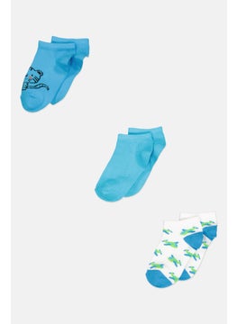 RBX Kids Girl 3 Pair Allover Print Ankle Socks, White  - Image 1