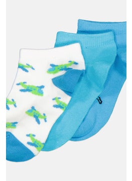 RBX Kids Girl 3 Pair Allover Print Ankle Socks, White  - Image 2