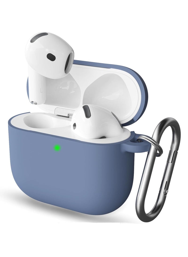 MIGOFAST - AirPods 4th Generation Case Silicone  Cover 2024  Soft Silicone Shock-Absorbing for AirPods 4 Case with Keychain Blue - Image 1