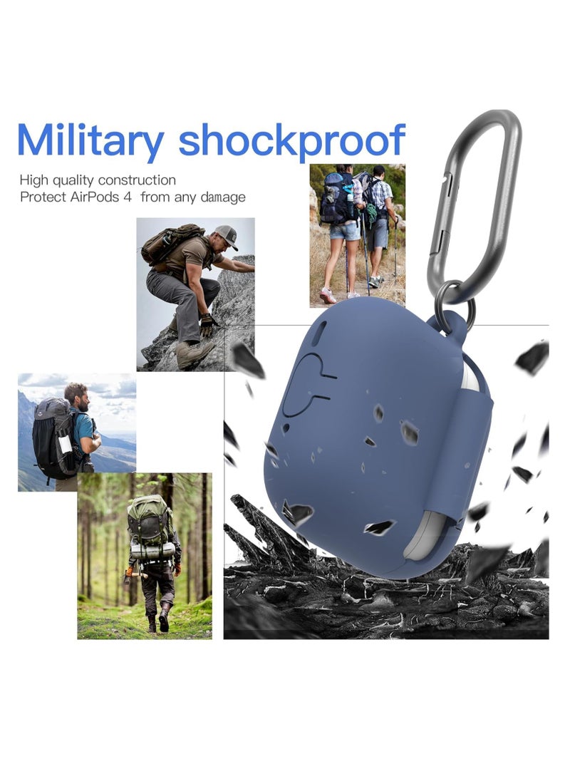 MIGOFAST - AirPods 4th Generation Case Silicone  Cover 2024  Soft Silicone Shock-Absorbing for AirPods 4 Case with Keychain Blue - Image 1