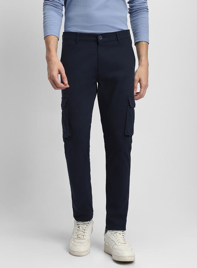 Solid Mid Rise Slim Fit Cargo Pants