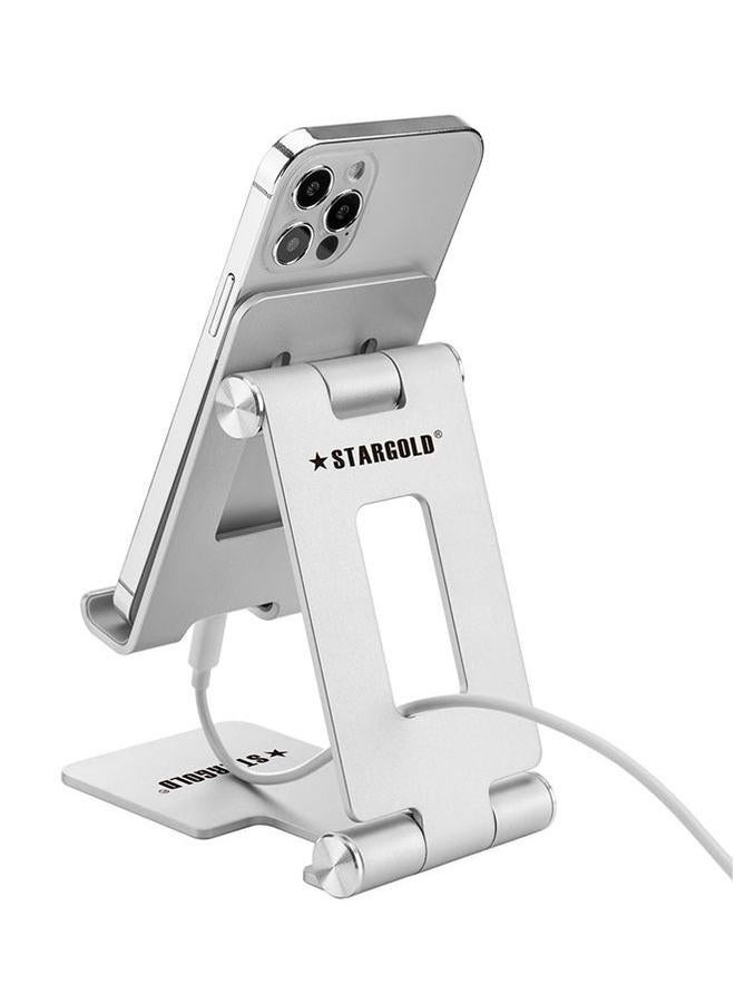 Stargold Mobile Phone Stand Portable Cell Phone Holder Adjustable iPhone Stand for Desk Aluminum  Alloy Metal Mobile Stand Compatible with Smartphones And Tablet Sliver  - Image 3