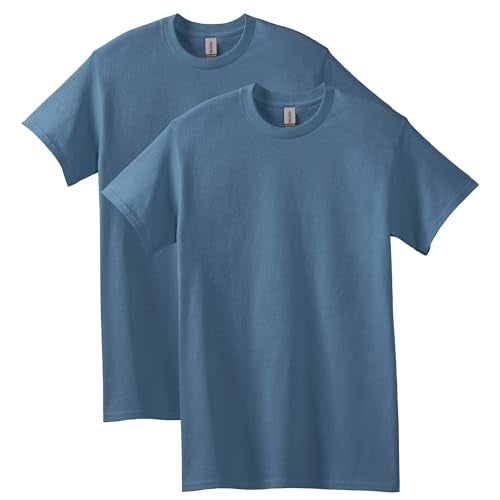 Gildan Men's Heavy Cotton T-Shirt, Style G5000, 2-Pack, Indigo Blue, Large - Image 1