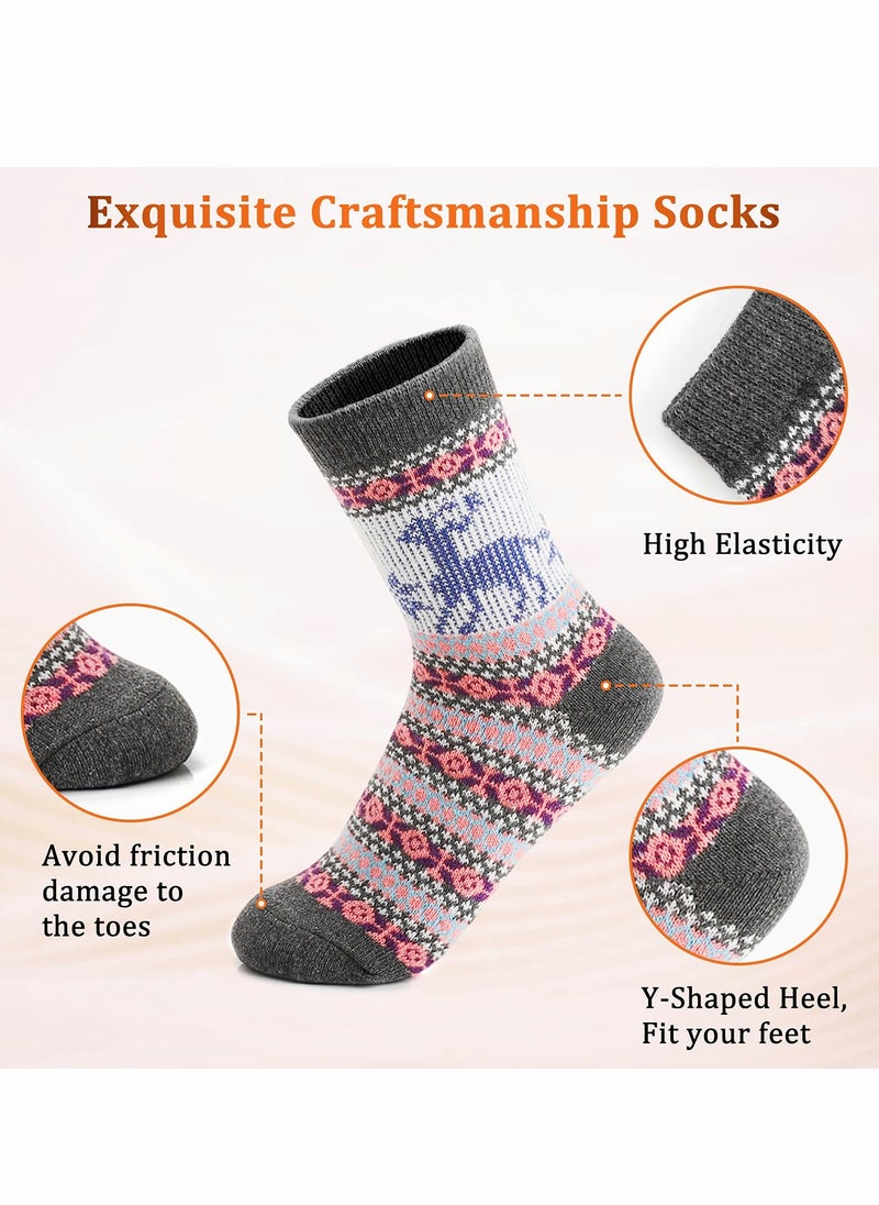 SYOSI Wool Socks for Women, Vintage Winter Warm Wool Socks for Women, Soft Cozy Socks, Thick Knit Boots Socks for Women / Men (5 Pairs)  - Image 5