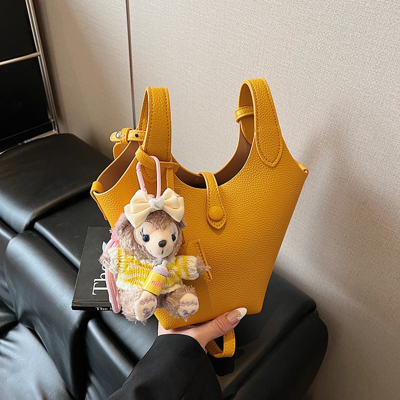 Soft Leather Texture Bucket Bag For Women 2025 High-End Pebbled Pattern Women'S Bag Versatile Shoulder Crossbody Bag - Image 3