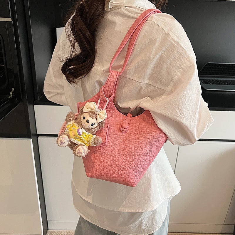 Soft Leather Texture Bucket Bag For Women 2025 High-End Pebbled Pattern Women'S Bag Versatile Shoulder Crossbody Bag - Image 4
