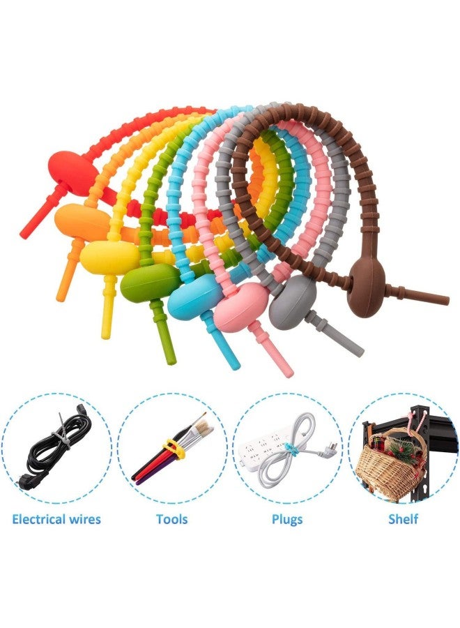 Loquat Universal Large, Medium And Small Tadpole Rope Data Cable Storage Felt Doll DIY Jewelry Lanyard Loose Buckle Silicone Cable Tie-Color:Fluorescent Green (21.5cm) - Image 2