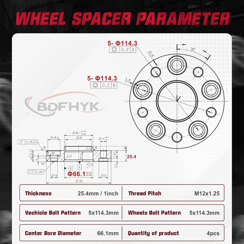 BDFHYK 5x114.3mm Hubcentric Wheel Spacers - 1 Inch Forged 5 Lug Adapters for Nissan 350Z 370Z Infiniti G35 G37 - Set of 4 - Image 3