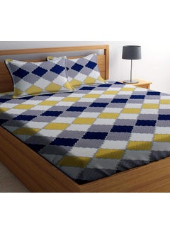 PATWAHOUSE PATWAHOUSE 180 TC Microfiber Geometric Pattern Double Luxury Double Bedsheet with 2 Pillow Covers Multicolor  - Image 1